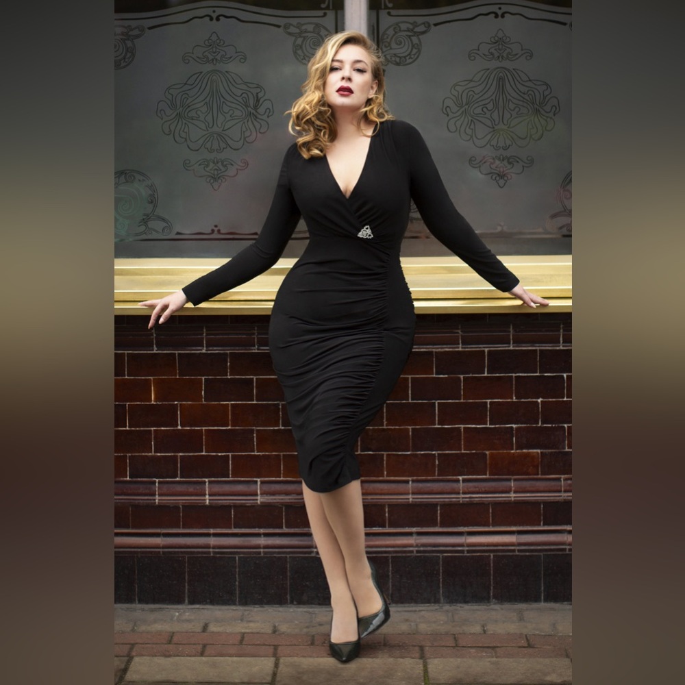 Glamour Bunny Natalie Pencil Dress in Black Pinup Hollywood Business Siz…